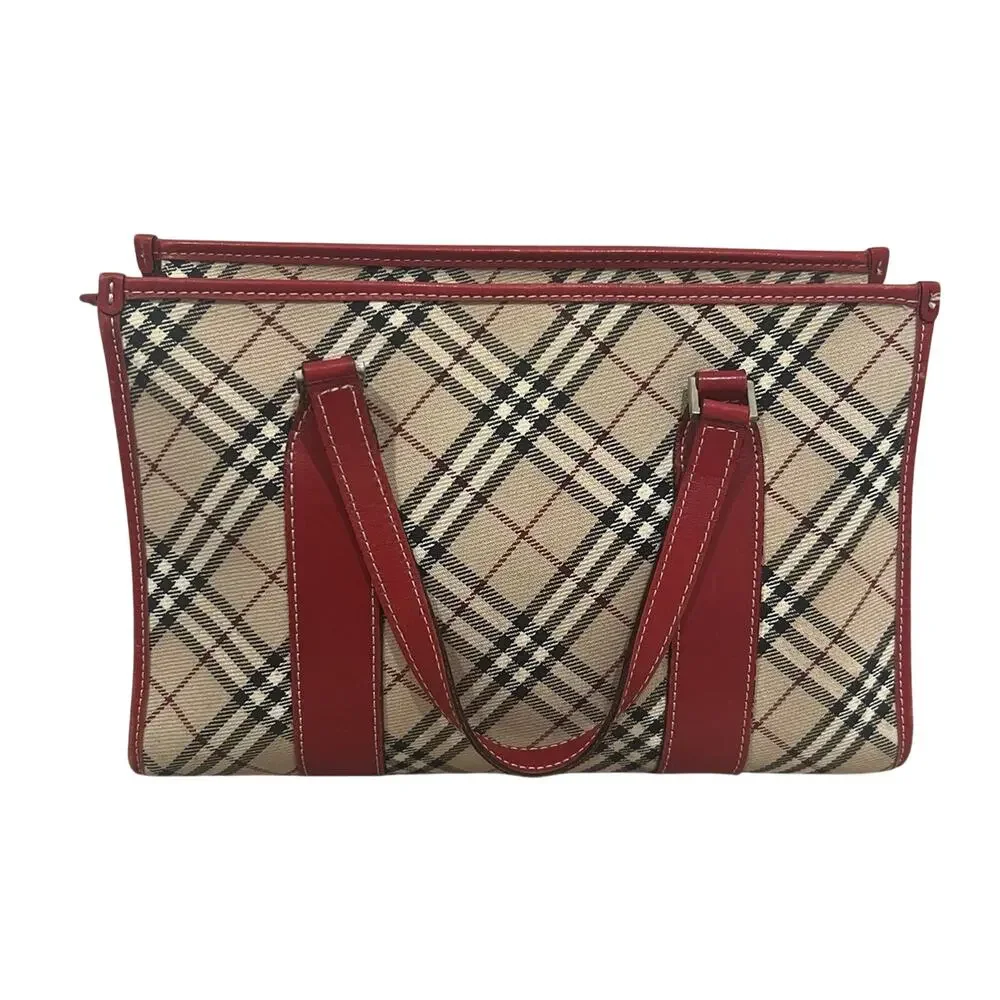 Vintage Burberry Blue Label Tote Hand Bag Nova Check Purse 12x8.5